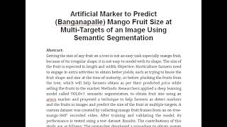 Artificial Marker to Predict Banganapalle Mango Fruit Size at Multi Targets of an Image Using Semant [upl. by Dal104]