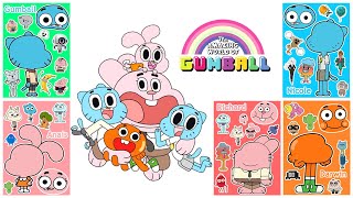 Sticker ASMR Cartoon Network Gumball Stickers Decorating Anais Nicole Richard Darwin paperdiy [upl. by Eelnyl]