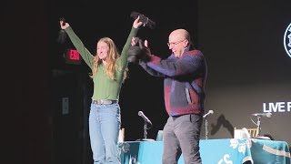 NWSL fans fill theater for live The Women’s Game podcast [upl. by Ylle]