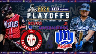 LIGA ESTATAL DE BÉISBOL Chihuahua 2024  PLAYOFFS  JUEGO 5  Rojos Jimenez VS Manzaneros Cuauhtémoc [upl. by Zelde599]