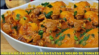 MOELA DE FRANGO COM BATATAS E MOLHO DE TOMATE  COMO LIMPAR  COMO PREPARAR [upl. by Cranston77]