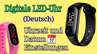 Wie stellt man Uhrzeit und Kalender Digitalen LEDUhr  LED Watch Einstellung [upl. by Aitret]