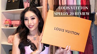 Louis Vuitton Review  Pink Speedy 20 Bandouliere PRICE Whats in my bag [upl. by Swope]