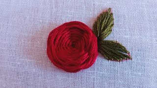 woven rose flower embroidery step by step  hand embroidery flower stitch tutorial [upl. by Ianahs]