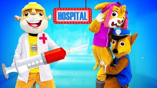 Team Paw Patrol in Real Life ► Can Dr Rubble with Chases help save Skye Lets Go PAW Patrol [upl. by Nileuqay]