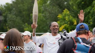 Snoop Dogg carries the torch ahead of 2024 Paris Olympics Opening Ceremony  NBC Sports [upl. by Chien]