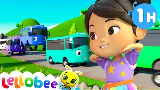 10 Little Buses 🌻Lellobee City Farm  Kids Playhouse Song Mix [upl. by Grussing]