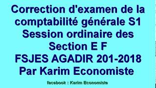 Correction dexamen de la Comptabilité générale section E et F Prof Laaboubi Fsjes Agadir [upl. by Hawker]