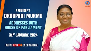 President Droupadi Murmu Addresses Both house of Parliament  Union Budget 2024 [upl. by Tarrance]