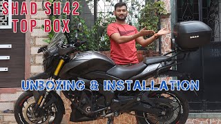 Best Top Box for Bike  SHAD SH42 Top Box Unboxing amp Installation on Dominar400  Touring Setup [upl. by Jueta]