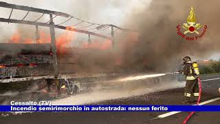 Cessalto TV Incendio semirimorchio in autostrada nessun ferito 29102024 [upl. by Fabiola335]