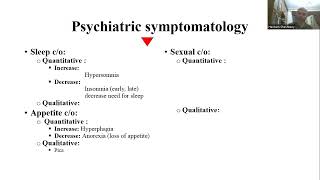 Psychiatric symptomatology  Part 2 of 6  Sleep appetite sex mood  Prof Hesham Sheshtawy [upl. by Amos]