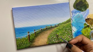 Acrylic painting tutorial pathway acrylic painting for beginners tutoriallandscape painting [upl. by Nivlag]