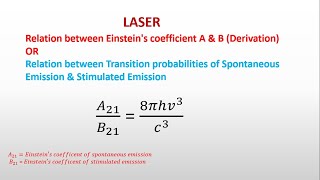 relation between Einsteins coefficient A amp B [upl. by Saidee307]