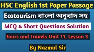 HSC English 1st Paper Ecotourism Passage Unit 11 Lesson 3 Ecotourism Passage বাংলা অনুবাদ সহ [upl. by Ratcliffe161]