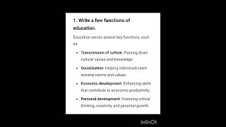 Few functions of educationphilosophy 1st semester  education in contemporary India BEd [upl. by Yelena]