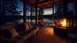 🔴 Rain in Cozy Cabin Warm Fireplace and Gentle Rain on Lakeside to Relaxation Study and Sleeping [upl. by Nedrah]