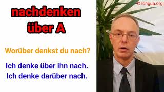 denken an über denken von dass nachdenken über think about réfléchir penser Verb mit Präpos [upl. by Enihsnus]