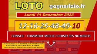 LOTO RESULTAT TIRAGE LUNDI 11 DECEMBRE 2023 [upl. by Niatsirhc745]