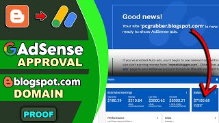 AdSense Approval on BLOGSPOTCOM Domain ✅ Proof [upl. by Judie]