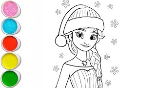 How to Draw Cute Christmas Elsa Frozen Drawing For Kids Easy Painting amp Coloring For Kids Toddlers [upl. by Hairym]