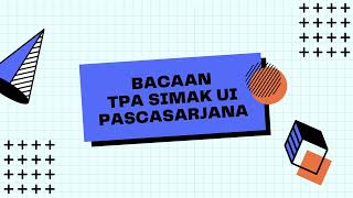 SOAL TPA SIMAK UI PASCASARJANA 2023 GAMPANG BANGET LHOOOO  VERBAL PART 2 [upl. by Ramedlav]