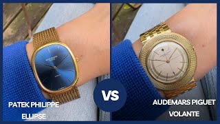 Comparison 1980s Patek Philippe Ellipse versus 1950s Audemars Piguet Disco Volante watch luxury [upl. by Gnehs84]