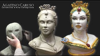 Modellatura e decorazione di un busto in maiolica Agatino Caruso Ceramiche dArte Caltagirone [upl. by Slinkman]