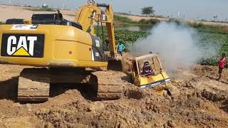 Bulldozer stuck in deep mud amp recovery by Excavator [upl. by Ittap661]