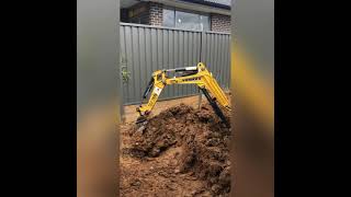 Mini Excavation  Yanmar SV08 levelling a small muddy backyard [upl. by Anahsak]