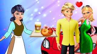 Miraculous Ladybug amp Cat Noir Marinette amp Adrien Modern Cinderella Waitress Animation ladybug [upl. by Alleahcim543]