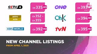 Astro New Channel Listings From 1 April 2021 [upl. by Ailbert]