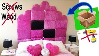 DIY Headboard with just cardboardNo wood no screws25 GREATEST HOME DECOR IDEAS YOUVE EVER SEEN [upl. by Colt807]