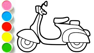 How to Draw a Vespa Drawing Coloring Painting for Kids amp Toddlers  Easy Drawing Step by step [upl. by Smeaj]