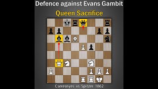 Defence against Evans Gambit  Queen Sac  Cseresnyes vs Spitzer 1862 [upl. by Salita]