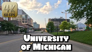 Driving Around the University of Michigan Campus and downtown Ann Arbor in 4k Video [upl. by Enigroeg]