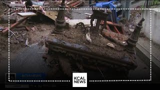 Beverly Crest continues to clean up destroyed home after disastrous mudslide [upl. by Nnaassilem]