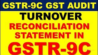 GSTR9C RECONCILIATION STATEMENTHOW TO RECONCILE TURNOVER IN GST AUDIT AND GST ANNUAL RETURN [upl. by Cowley]