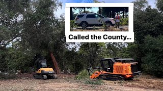 Clearing land for a Vineyard amp neighbor tries to SHUT our job down otherwise great job [upl. by Drazze]