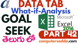 MsExcel 2016 in Telugu 42Goal Seek wwwcomputersaddacom [upl. by Ellissa]