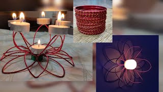 Simple and Easy Diy tea light candle holder using metal bangles Diwali decoration idea [upl. by Hterag288]