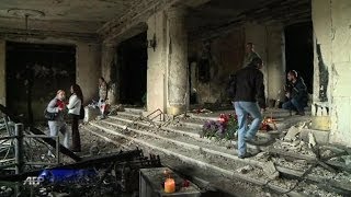 Angry tears at Odessa trade union building after blaze [upl. by Anemij106]