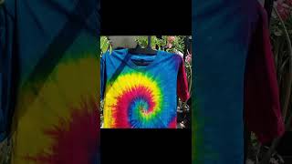 Basic spiral 3 colors tie dye t shirt reveal [upl. by Aivatra]