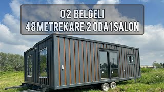 O2 BELGELİ 48 METREKARE 2 ODA 1 SALON ÖZEL ÜRETİM MODÜLER KONTEYNER [upl. by Basset]