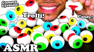 ASMR GUMMY EYES JELLY TROLLI GLOTZER COLORFUL EYEBALLS CANDY MUKBANG EATING NO TALKING [upl. by Yra373]