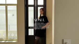 ADAUL 2024 WINTER Gold ball ribbon pocket bookle mini dress  black [upl. by Nooj]