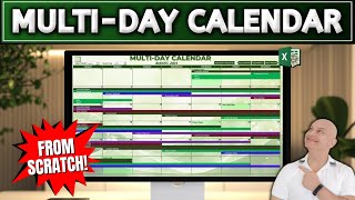 CREATE a MultiDay Calendar in Excel FROM SCRATCH Like a Pro [upl. by Anoif]