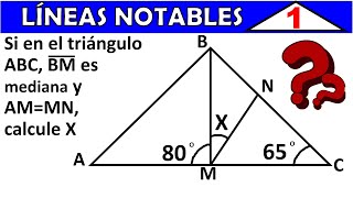 LÍNEAS NOTABLES DEL TRÍANGULO  Ejercicios Resueltos Parte 1  GEOMETRÍA  MATEMÁTICAS [upl. by Ynittirb]