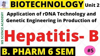 VaccinesHepatitis BApplication of rDNA Techn and Genetic Enginin Produc of 6 SemBiotechnology [upl. by Akiehs]