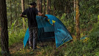 2 days solo camping in heavy rain and nonstop storms sleeping soundly in a comfortable tent [upl. by Basset959]